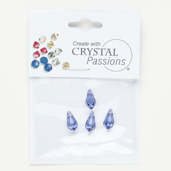 Briolette 1pkg4 tanzanite, Crystal Passions®, 11x6mm pendant drop 6000 image number 0