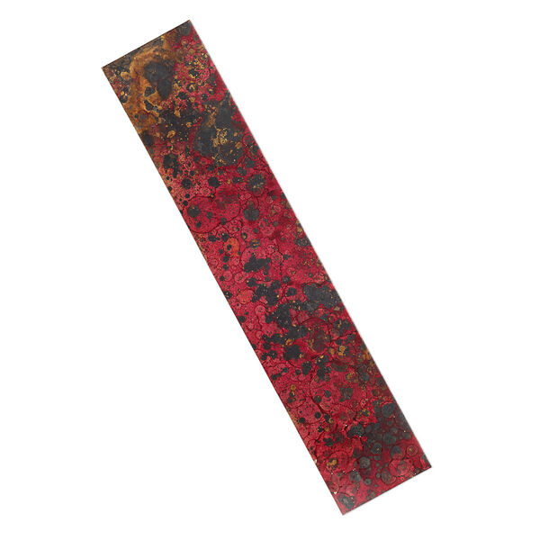 Sheet, Lillypilly, lacquered copper, wild fire patina, 10x2-inch single-sided rectangle, 36 gauge. Sold individually. image number 0