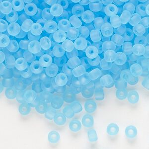 Seed bead, Dyna-Mites™, glass, transparent matte aqua, #6 round. Sold per 1/2 kilogram pkg.