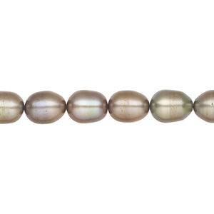Freshwater pearl 1pkg1, rice, 15 inch dark olive green 6-7mm cultured