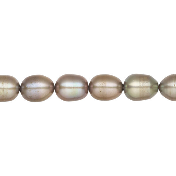 Freshwater pearl 1pkg1, rice, 15 inch dark olive green 6-7mm cultured image number 0