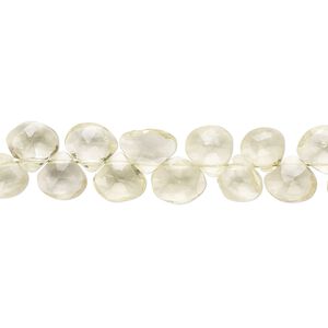 Lemon quartz 1pkg1, hand-cut top-drilled faceted flat teardrop bead 4 inch 6x6mm-8x8mm