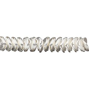 Bead, silver-plated brass, 6x2mm-8x2mm textured wavy rondelle. Sold per pkg of 30.