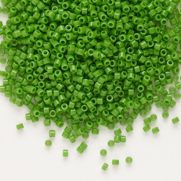 Seed bead, Delica®, glass, pkg/50g, #11 round, opaque green (DB-0724). image number 0