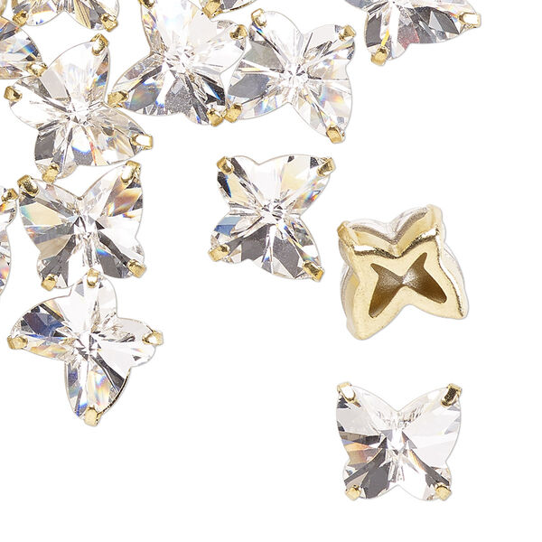Sew-on 1pk crystal gold plate, Preciosa Czech crystal 10mm spacer butterfly image number 0