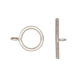 Clasp toggle 1pkg1 sterling silver, 14mm round, 1-strand