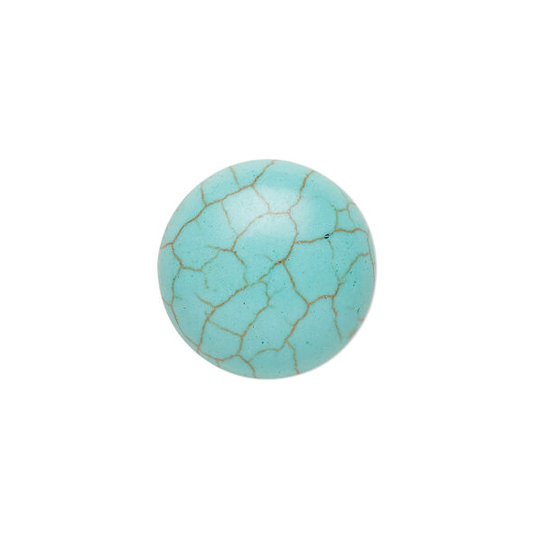 Cabochon, "turquoise" (resin) (imitation), 18mm calibrated round with matrix. Sold per pkg of 2. image number 0