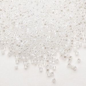 Seed bead, Delica®, glass, pkg/7.5g, #11 round, translucent luster crystal white (DB-0050).