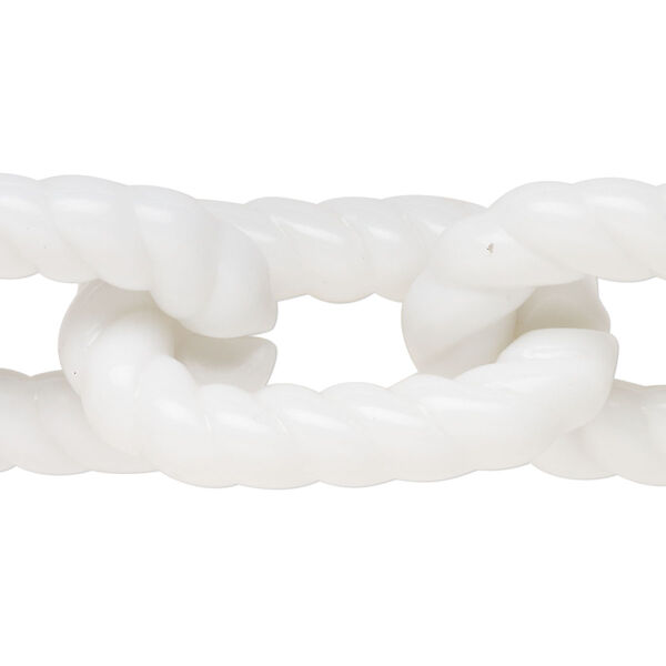 Chain, acrylic, pkg/14 inches, opaque white, 23-24mm twisted rolo. image number 0
