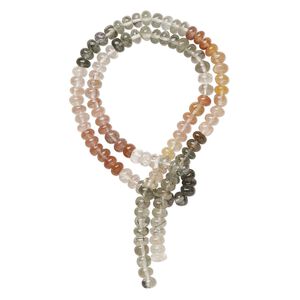 Multi-quartz 1pkg1, hand-cut rondelle bead natural 14 inch 5x3mm