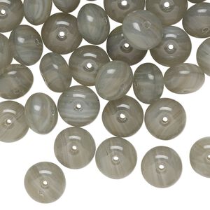 Bead, Czech glass, translucent grey, 9x6mm rondelle. Sold per 2-ounce pkg, approximately 85 beads.