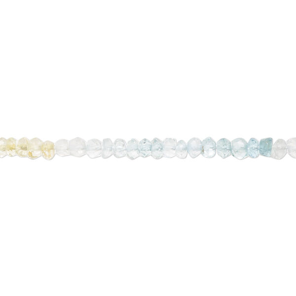 Bead, multi-beryl (natural / dyed / heated), 2x1mm-4x3mm hand-cut faceted rondelle with set pattern and 0.4-0.6mm hole, B- grade, Mohs hardness 7-1/2 to 8. Sold per 13-inch strand. image number 0