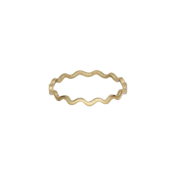 Ring, Create Compliments®, gold-plated sterling silver, 2mm wide textured wavy, size 7. Sold individually. image number 0