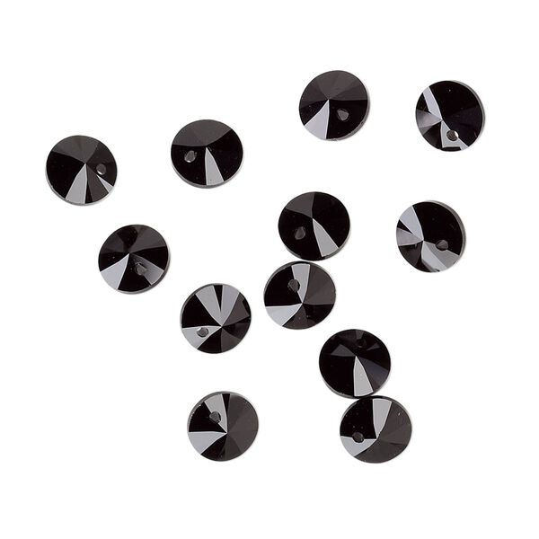 Drop 12pk jet, Crystal Passions® 6mm pendant mini disk 6428 image number 1