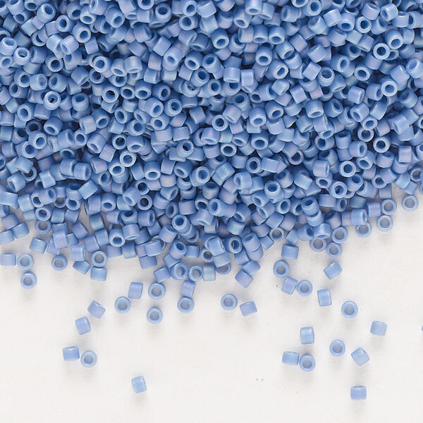 Seed bead, Delica®, glass, pkg/7.5g, #11 round, opaque matte rainbow mermaid blue (DB-2318). image number 0
