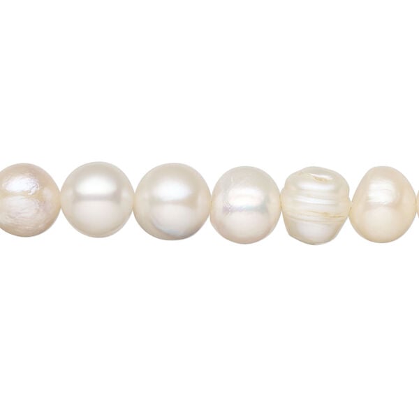 Freshwater pearl 1pkg1, mixed shapes, 15 inch white / light silver peacock 7-10mm cultured image number 0