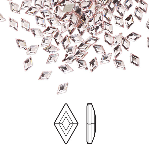 Flat back 6pk light rose foil back, Crystal Passions® 5x3mm diamond 2773 image number 0