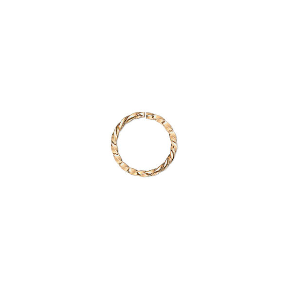 Jump ring, gold-plated brass, 10mm twisted round, 8mm inside diameter, 18 gauge. Sold per pkg of 100. image number 0