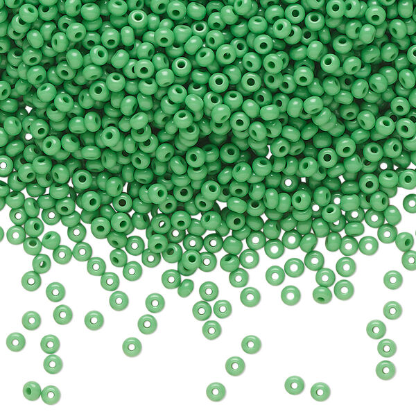 Seed bead, Preciosa Ornela Czech glass, pkg/500g, #11 rocaille, opaque green, (53250). image number 0