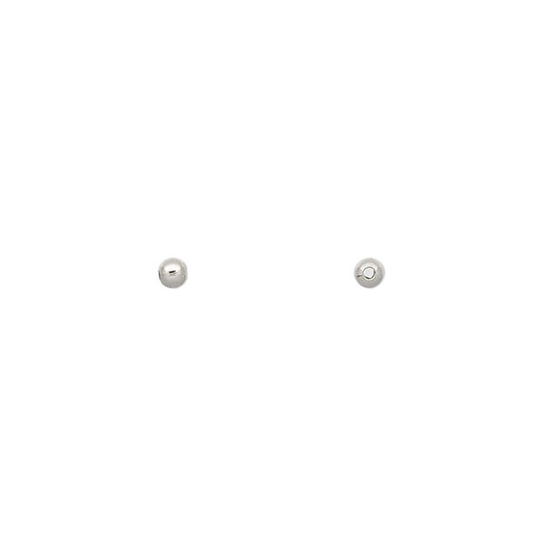 Bead, imitation nickel-plated brass, 2.5mm round. Sold per pkg of 100. image number 0
