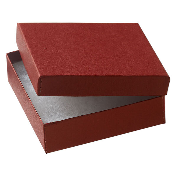 Paper / "cotton" (polyester) 1pkg6, square box red 3.5x3.5x1 inch image number 0