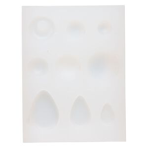 Mold, silicone, white, 4-13/16 x 3-5/8 x 1/2 inches with round / teardrop / go-go. Sold individually.