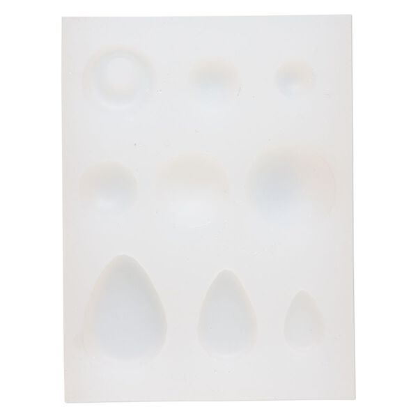 Mold, silicone, white, 4-13/16 x 3-5/8 x 1/2 inches with round / teardrop / go-go. Sold individually. image number 0