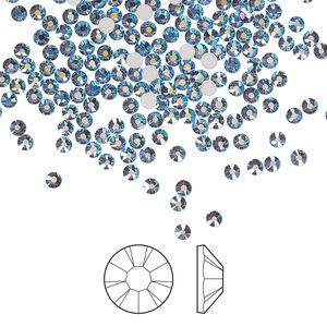 Flat back 1440pk denim blue AB foil back, Preciosa MAXIMA Czech crystal rhinestone 2.1-2.3mm chaton rose round SS7