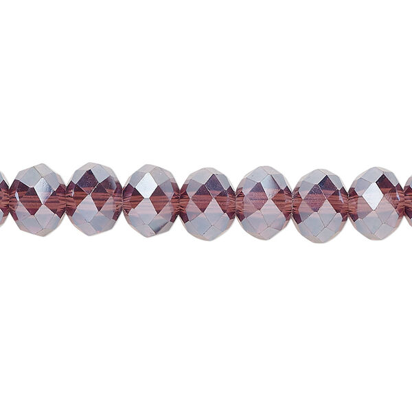 Bead 1pkg1 glass, 8x5mm-8x6mm faceted rondelle, 15 inch translucent luster amethyst image number 0