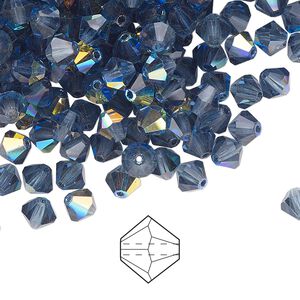 Bead 144pk Montana AB, Preciosa Czech crystal 5mm bicone