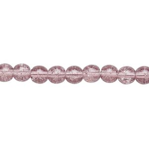 Bead, Czech crackle glass druk, mauve, 6mm round. Sold per 15-1/2" to 16" strand, approximately 65 beads.