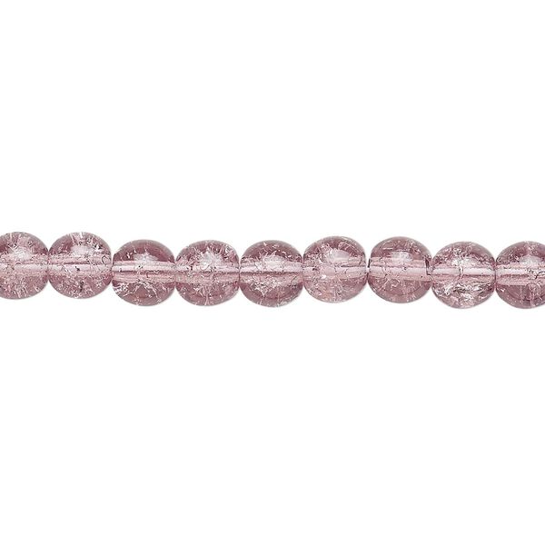 Bead, Czech crackle glass druk, mauve, 6mm round. Sold per 15-1/2" to 16" strand, approximately 65 beads. image number 0
