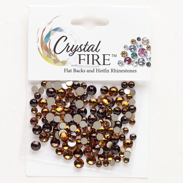 Flat back mix 1pkg144 topaz and smoked topaz foil back, Crystal FIRE®, 3.00-4.80mm round SS12 / SS16 / SS20 image number 0