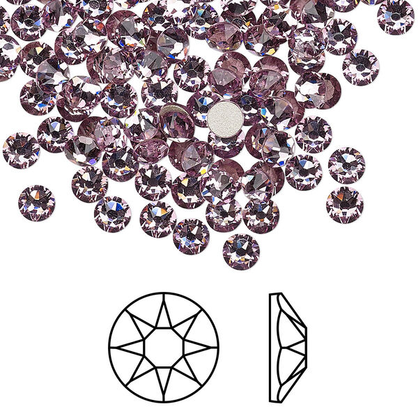 Flat back 144pk light amethyst foil back, Crystal Passions® 3.8-4mm rose round SS16 2088 image number 0