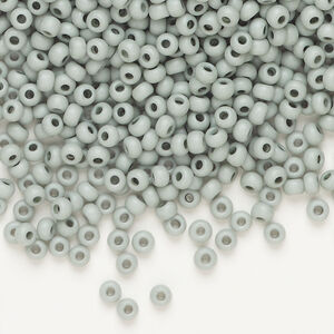 Seed bead, Preciosa Ornela Czech glass, 1pkg50g, 2.8-3.2mm rocaille, opaque matte terra dyed whispering grey chalkwhite (06444)