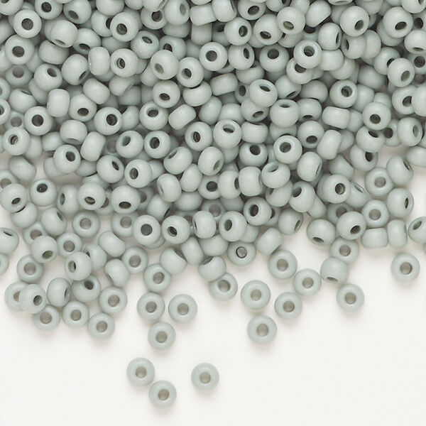 Seed bead, Preciosa Ornela Czech glass, 1pkg50g, 2.8-3.2mm rocaille, opaque matte terra dyed whispering grey chalkwhite (06444) image number 0