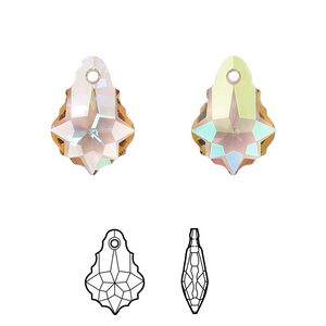 Drop 2pk crystal purple haze, Crystal Passions® 16x11mm pendant baroque 6090