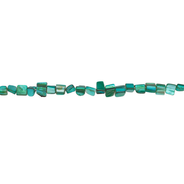 Mother-of-pearl shell 1pkg1, triangle tube bead 14 inch dark teal blue 7x6mm-11x9mm image number 1