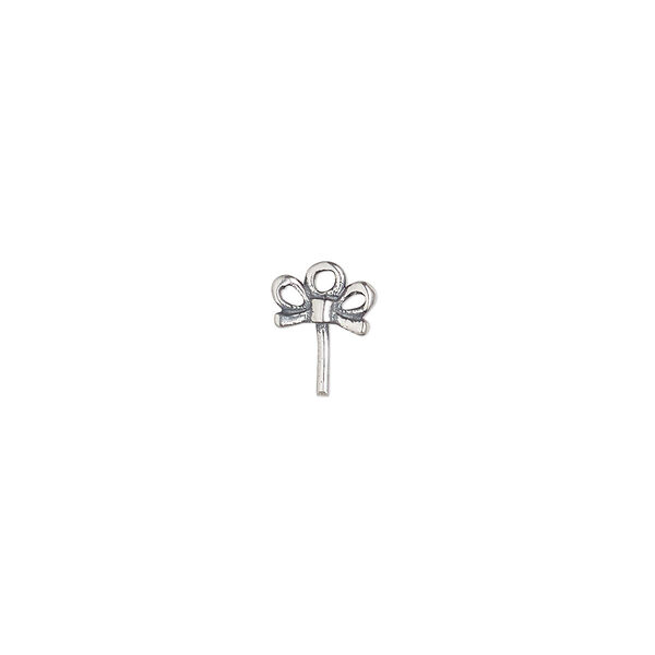 Upeye, antiqued sterling silver, 7x3.5mm double-sided bow with 4.5x0.7mm peg. Sold individually. image number 0