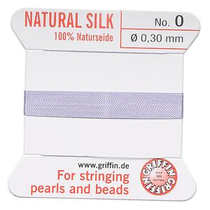 Thread, Griffin, silk, lilac, size #0. Sold per 2-meter card (approximately 78 inches).