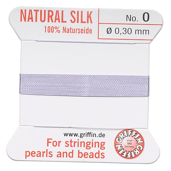 Thread, Griffin, silk, lilac, size #0. Sold per 2-meter card (approximately 78 inches). image number 0