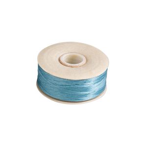 Thread, Nymo®, nylon, turquoise blue, size O. Sold per 90-yard bobbin.