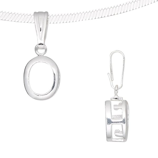 Pendant, sterling silver, smooth oval, 25x10mm, 10x8mm oval setting. Sold individually. image number 0