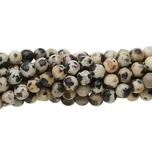 Dalmatian jasper 1pkg10, round bead natural 15.5-16 inch 4mm
