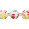 Bead, glass 1pkg8, multicolored, 14mm round with hand-painted flower. image number 0