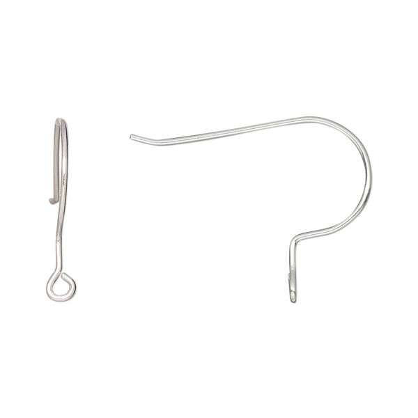 Ear wire, 5-micron premium silver-plated brass, 19mm fishhook with open loop, 21 gauge. Sold per pkg of 4 pairs. image number 0