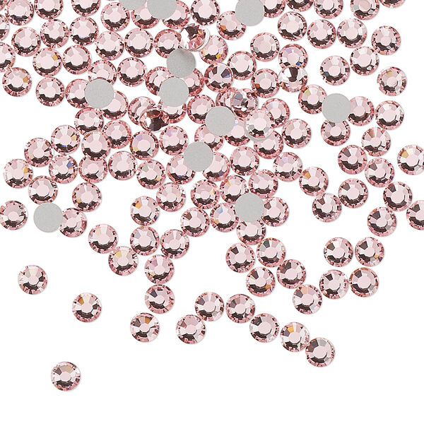 Flat back, Dance With Me™ crystal rhinestone, light rose, foil back, 3-3.2mm rose, SS12. Sold per pkg of 144 (1 gross). image number 0