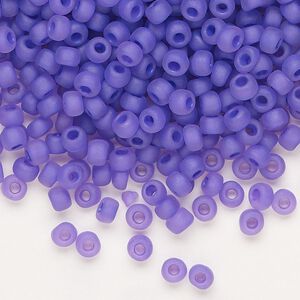 Seed bead, Dyna-Mites™, glass, translucent matte inside color dark lilac, #6 round. Sold per 40-gram pkg.