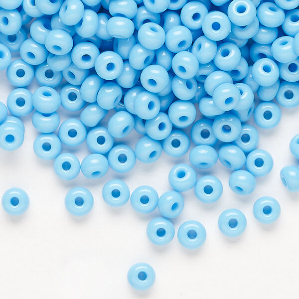 Seed bead, Preciosa Ornela Czech glass, pkg/50g, #6 rocaille, opaque sky blue, (63020). image number 0