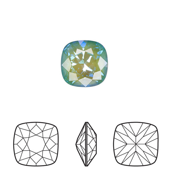 Fancy stone 1pk crystal silky sage DeLite, Crystal Passions® 12mm cushion 4470 image number 0